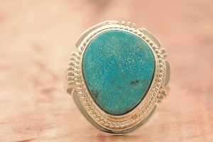 Genuine Kingman Turquoise Sterling Silver Native American  Ring